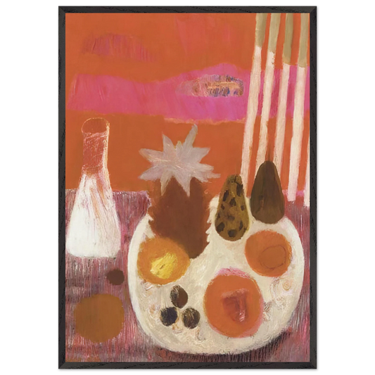 Still life Merindol - Naive Art Primitivism - Mary Fedden 70x100 cm / 28x40 inches Framed Art Print – Black Wooden Frame