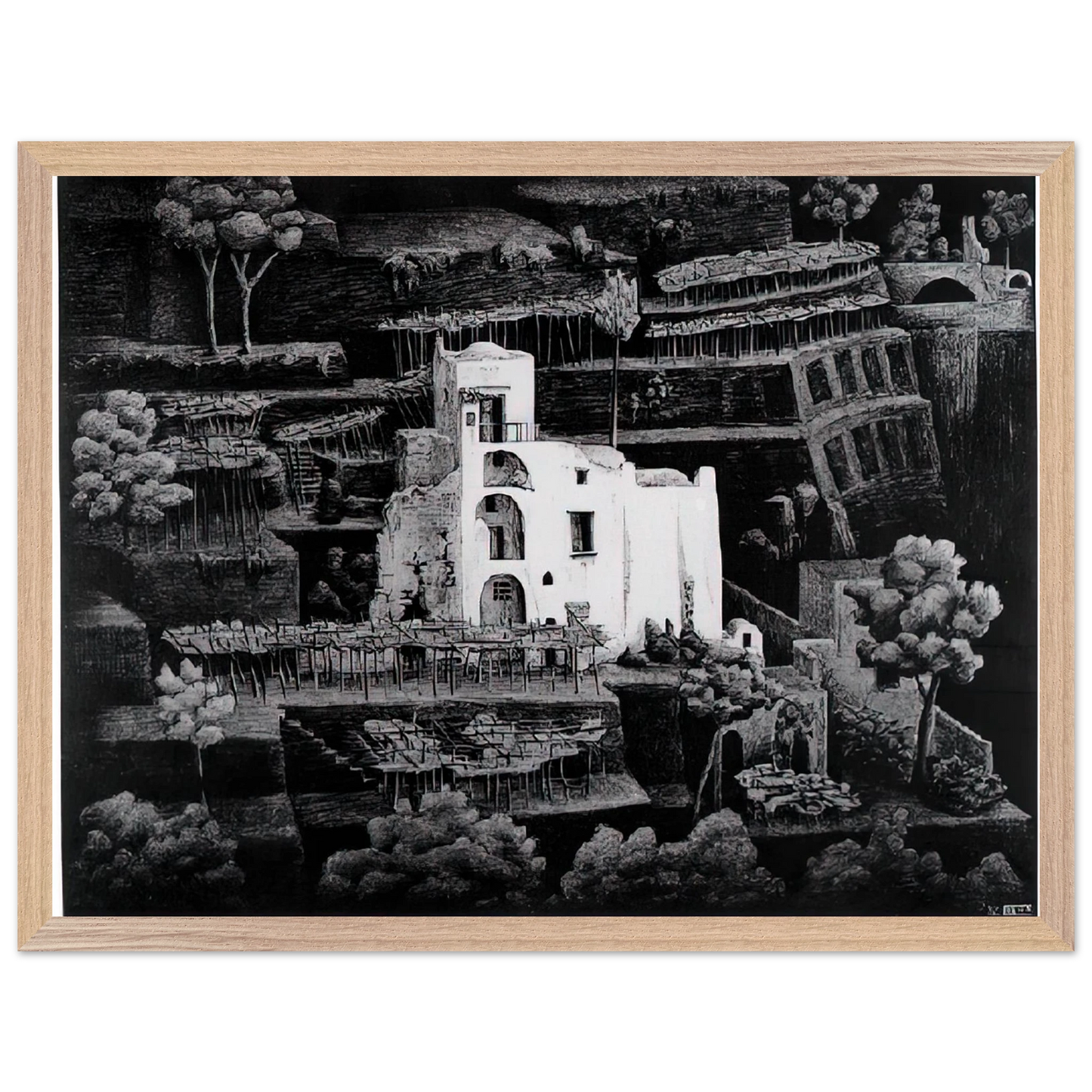 MC Escher - FARMHOUSE RAVELLO Wall Art - 60x80 cm / 24x32 inches - Fine Art Poster - -