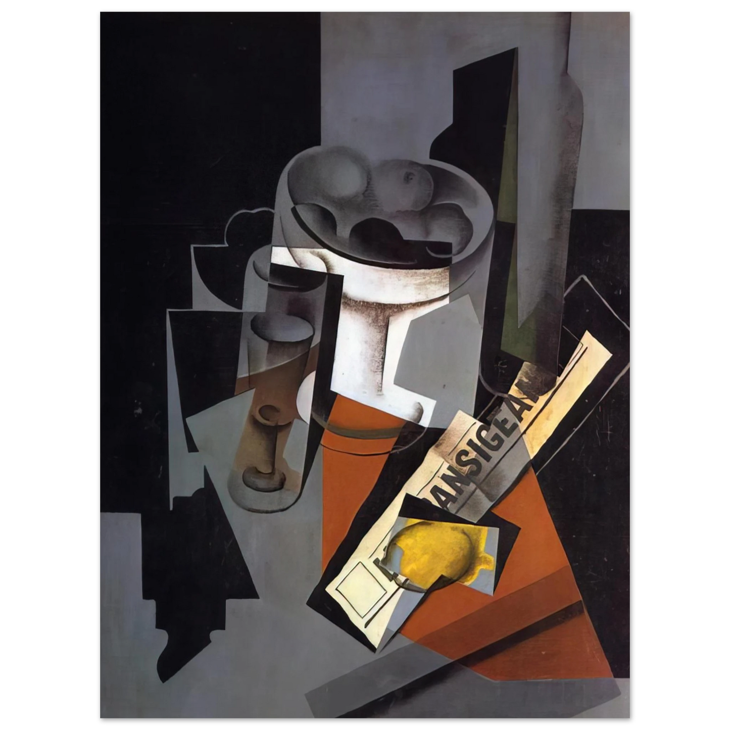 Juan Gris - STILL LIFE WITH NEWSPAPER 1916 1  75x100 cm / 30x40inches Fine Art Poster