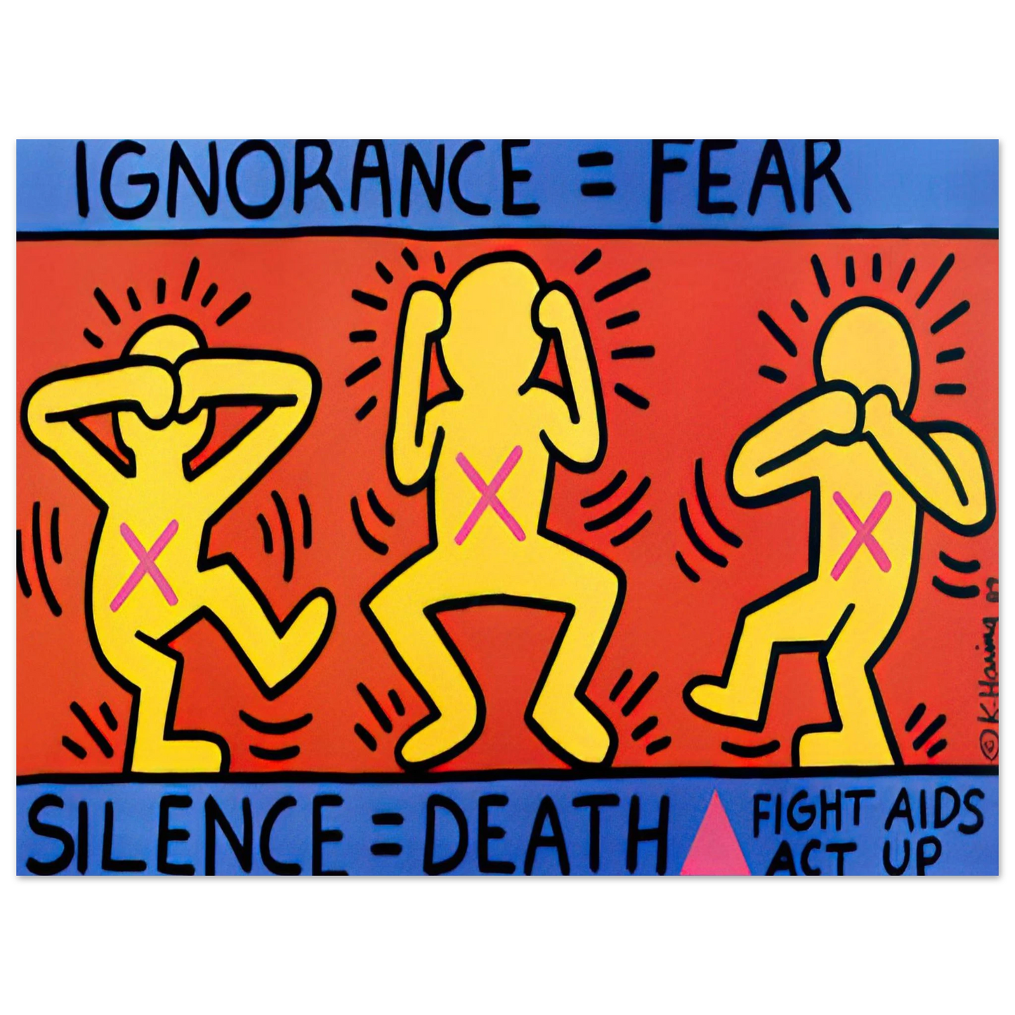 Keith Haring - IGNORANCE FEAR 1989  75x100 cm / 30x40inches Fine Art Poster | Keith Haring Art For Sale
