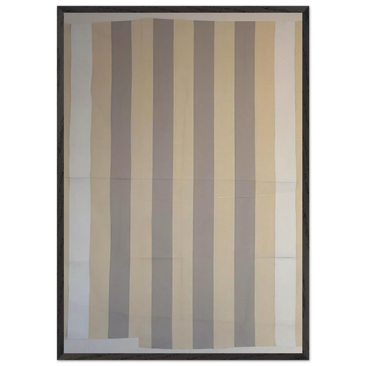 Peinture acrylique blanche sur tissu raye blanc et gris clair - 1967 - Daniel Buren 70x100 cm / 28x40 inches Framed Art Print – Black Wooden Frame