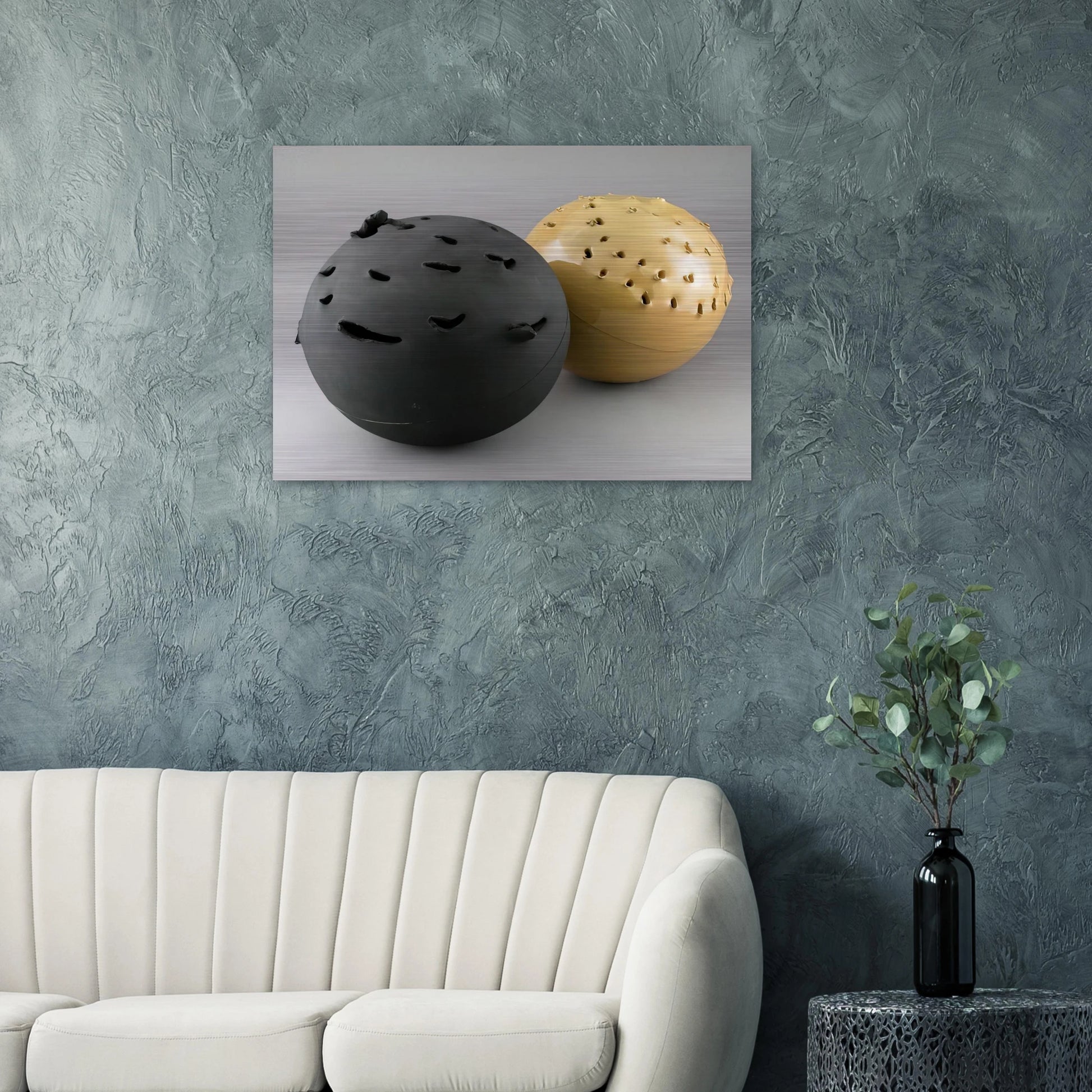 Sphere - 1957 - Lucio Fontana Brushed Aluminum Print - 70x100 cm / 28x40 inches | Lucio Fontana Aluminum Print | Lucio Fontana Prints