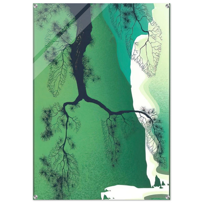 Sea Cliffs and Pine Branch - Eyvind Earle Acrylic Print - 70x100 cm / 28x40″ inches