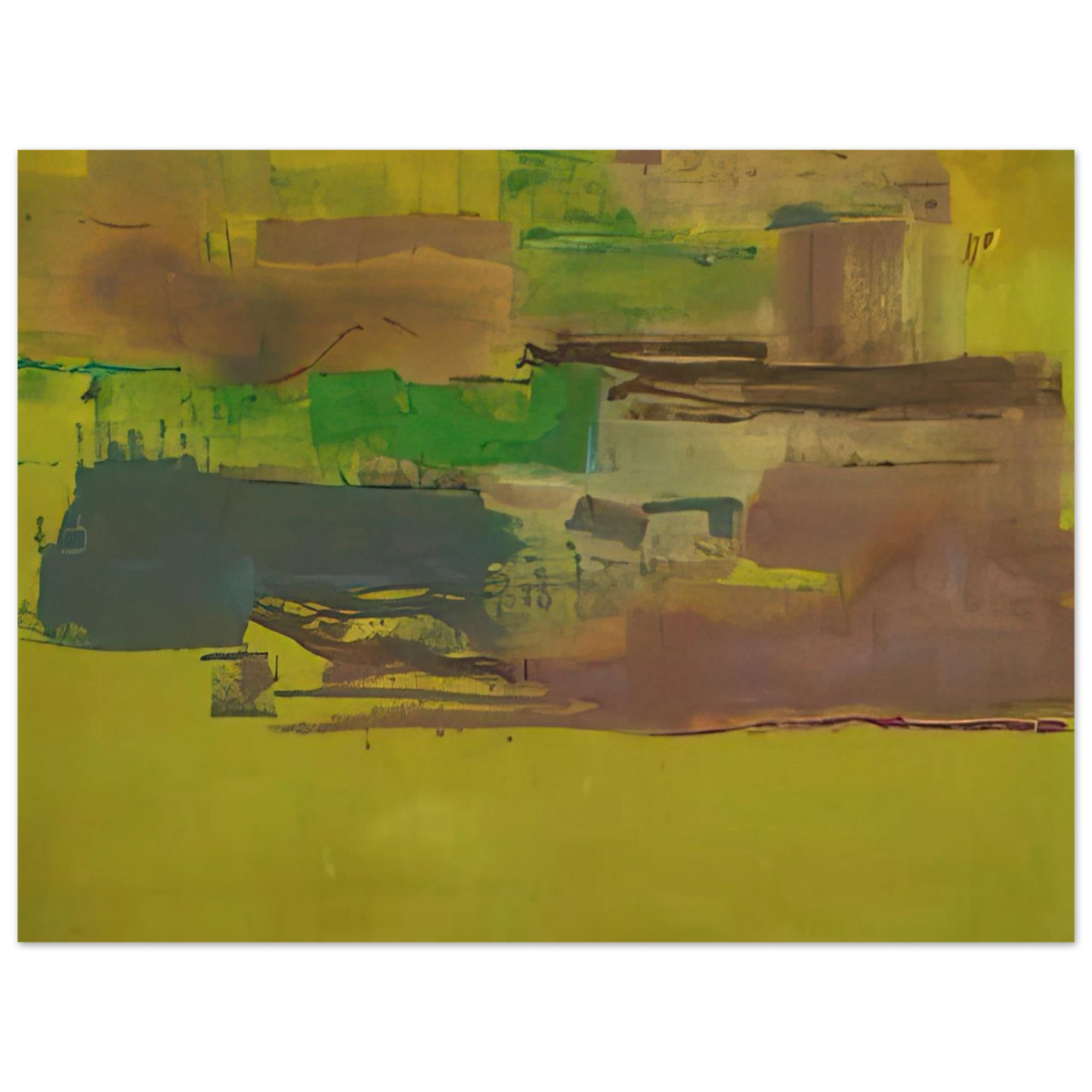 Helen Frankenthaler - August Deep - 1978 Wall art - 21x29.7 cm / 8x12" - Premium Wooden Framed Poster With Fine Art Paper-canvas - Black frame