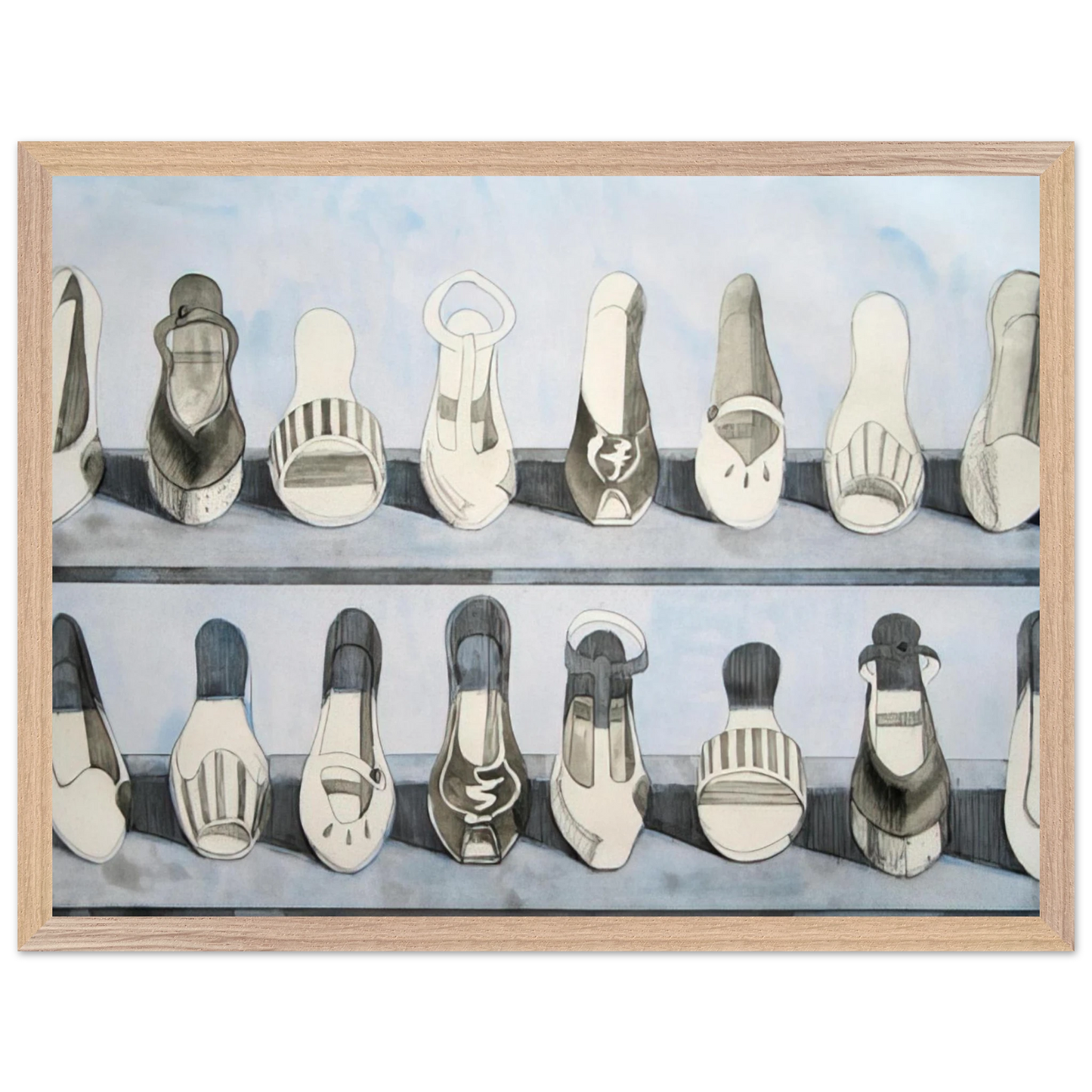 Wayne Thiebaud - Shoe Rows - 1975 Wall Art - 60x80 cm / 24x32 inches - Fine Art Poster - -