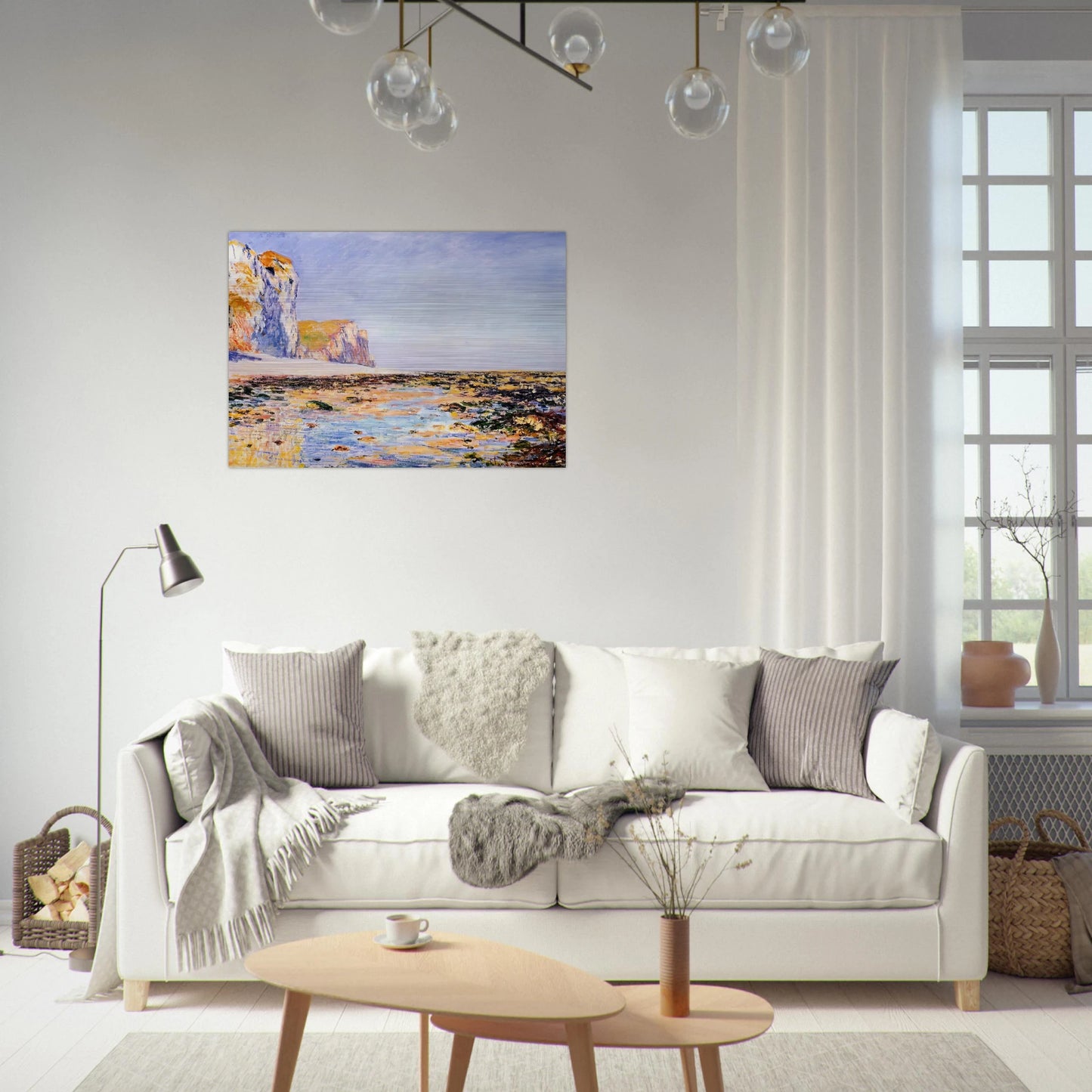 Beach and Cliffs at Pourville, Morning Effect - claude monet Brushed Aluminum Print - 70x100 cm / 28x40 inches | claude monet Aluminum Print | claude monet Prints