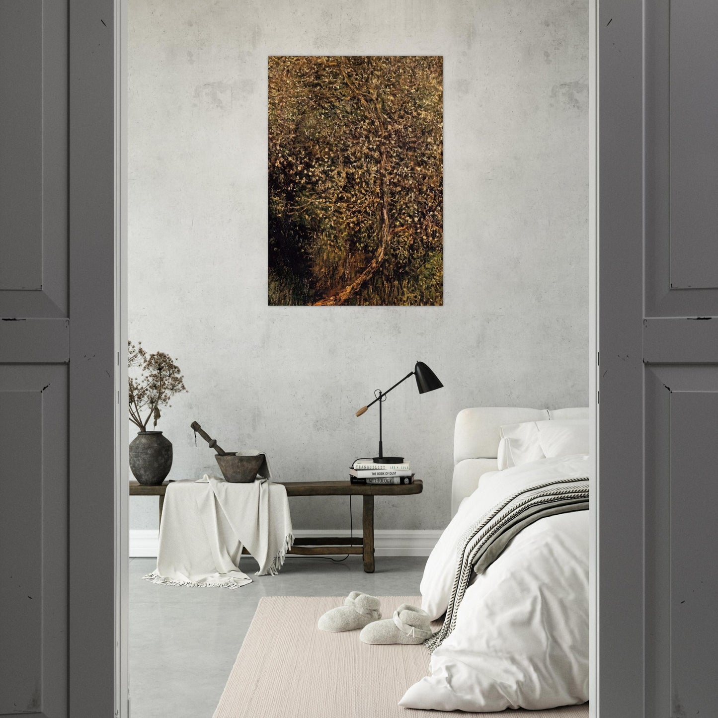 Apple Trees in Blossom by the Water - claude monet Brushed Aluminum Print - 70x100 cm / 28x40 inches | claude monet Aluminum Print | claude monet Prints