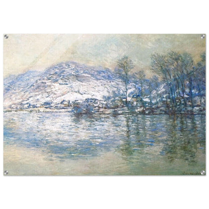 The Seine at Port Villez, Snow Effect - claude monet Acrylic Print - 70x100 cm / 28x40″ inches