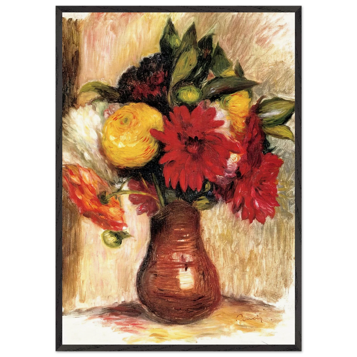 Bouquet of Flowers in an Earthenware Pitcher - Pierre-Auguste Renoir 70x100 cm / 28x40 inches Framed Art Print – Black Wooden Frame