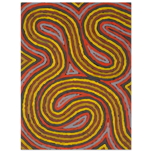 Clifford Possum Tjapaltjarri - Narripi Worm Dreaming - 1997  75x100 cm / 30x40inches Fine Art Poster