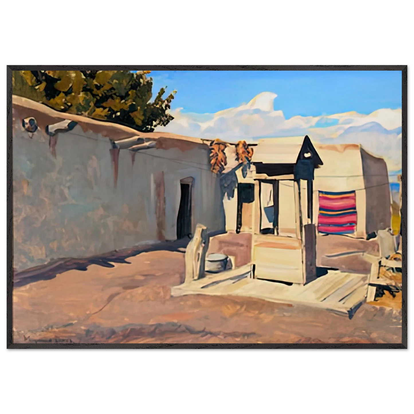 Maynard Dixon - OLD PATIO 1931 Wall art - 13x18 cm / 5x7 inches - Premium Wooden Framed Poster With Fine Art Paper-canvas - Black frame
