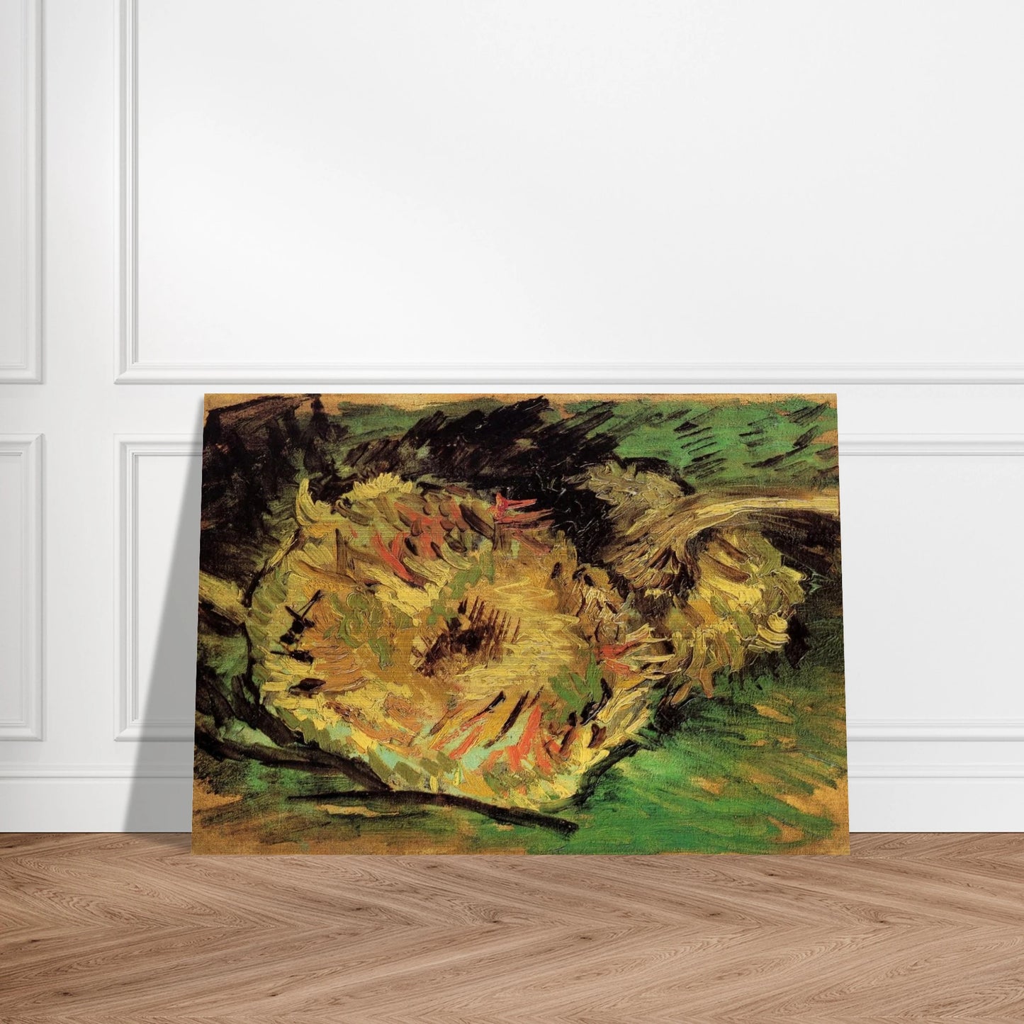 Two Cut Sunflowers - Vincent van Gogh Brushed Aluminum Print - 70x100 cm / 28x40 inches | Vincent van Gogh Aluminum Print | Vincent van Gogh Prints