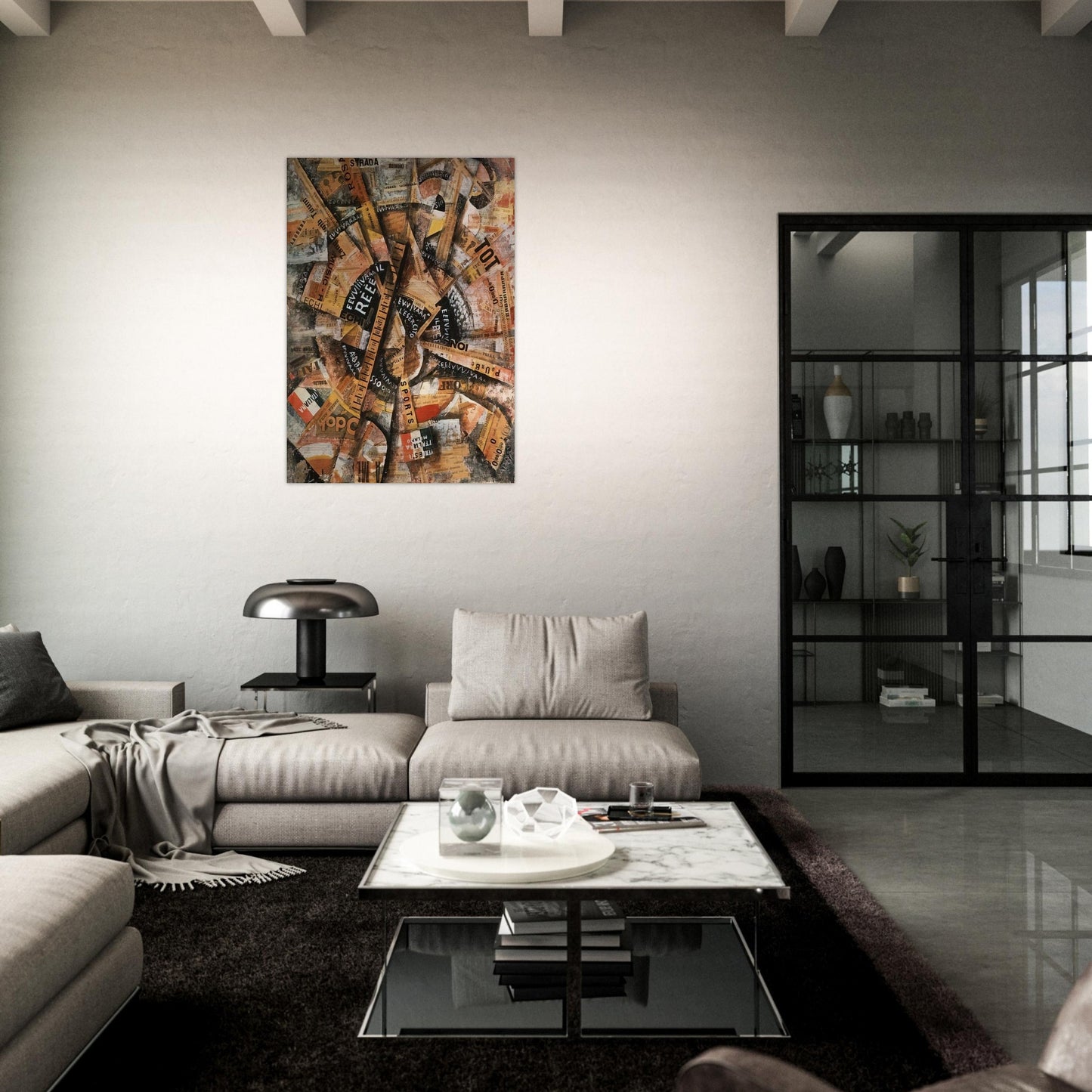 INTERVENTIONIST DEMONSTRATION PATRIOTIC HOLIDAY FREEWORD PAINTING 1914 1914 - Carlo Carra Brushed Aluminum Print - 70x100 cm / 28x40 inches | Carlo Carra Aluminum Print | Carlo Carra Prints