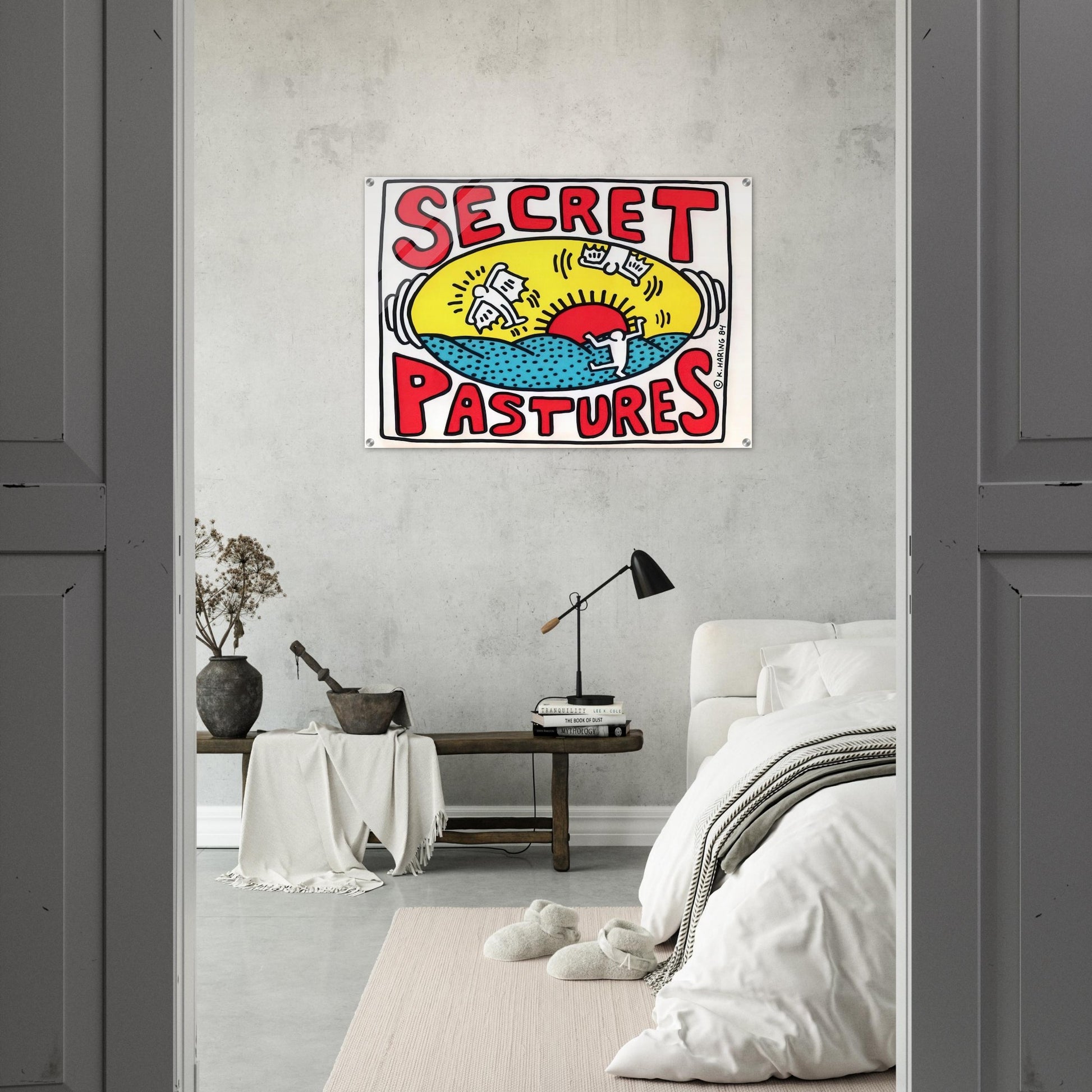 PROMOTIONAL POSTER FOR SECRET PASTURES 1984 - Keith Haring Acrylic Print - 70x100 cm / 28x40″ inches