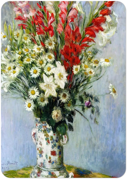 Bouquet of Gadiolas, Lilies and Dasies By claude monet Pack of 10 Post Cards | claude monet Post Cards | A6 (10.5 x 14.8 cm) - 4.1 x 5.8 inches