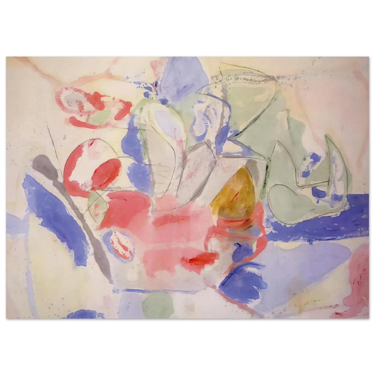 Helen Frankenthaler - Mountains and Sea - 1952 Wall art - 20x25 cm / 8x10 Inches - Premium Wooden Framed Poster With Fine Art Paper - White frame