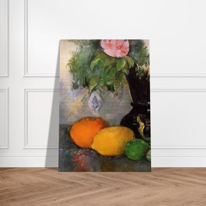 Flowers and Fruit - Paul Cézanne Brushed Aluminum Print - 70x100 cm / 28x40 inches | Paul Cézanne Aluminum Print | Paul Cézanne Prints
