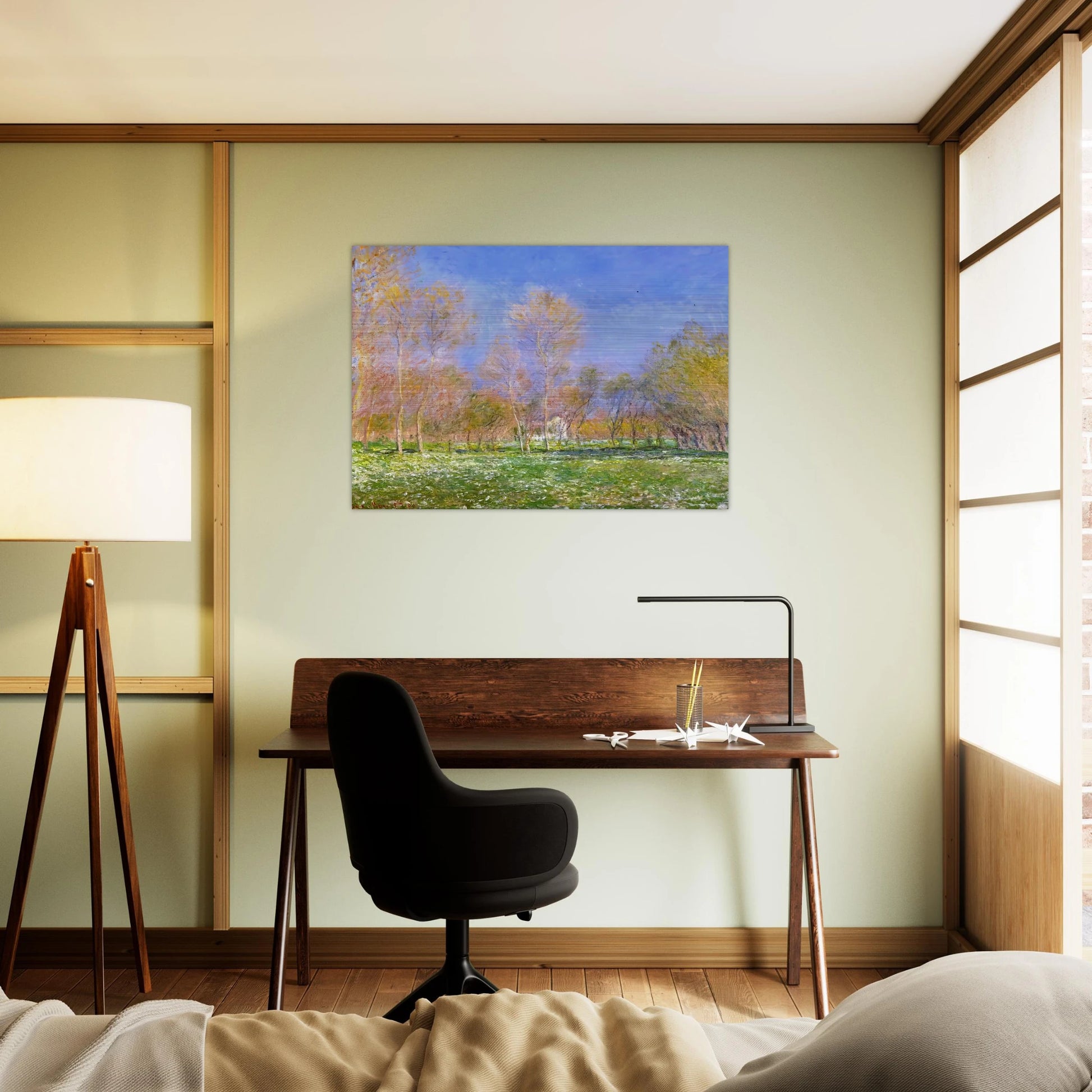 Springtime in Giverny - claude monet Brushed Aluminum Print - 70x100 cm / 28x40 inches | claude monet Aluminum Print | claude monet Prints