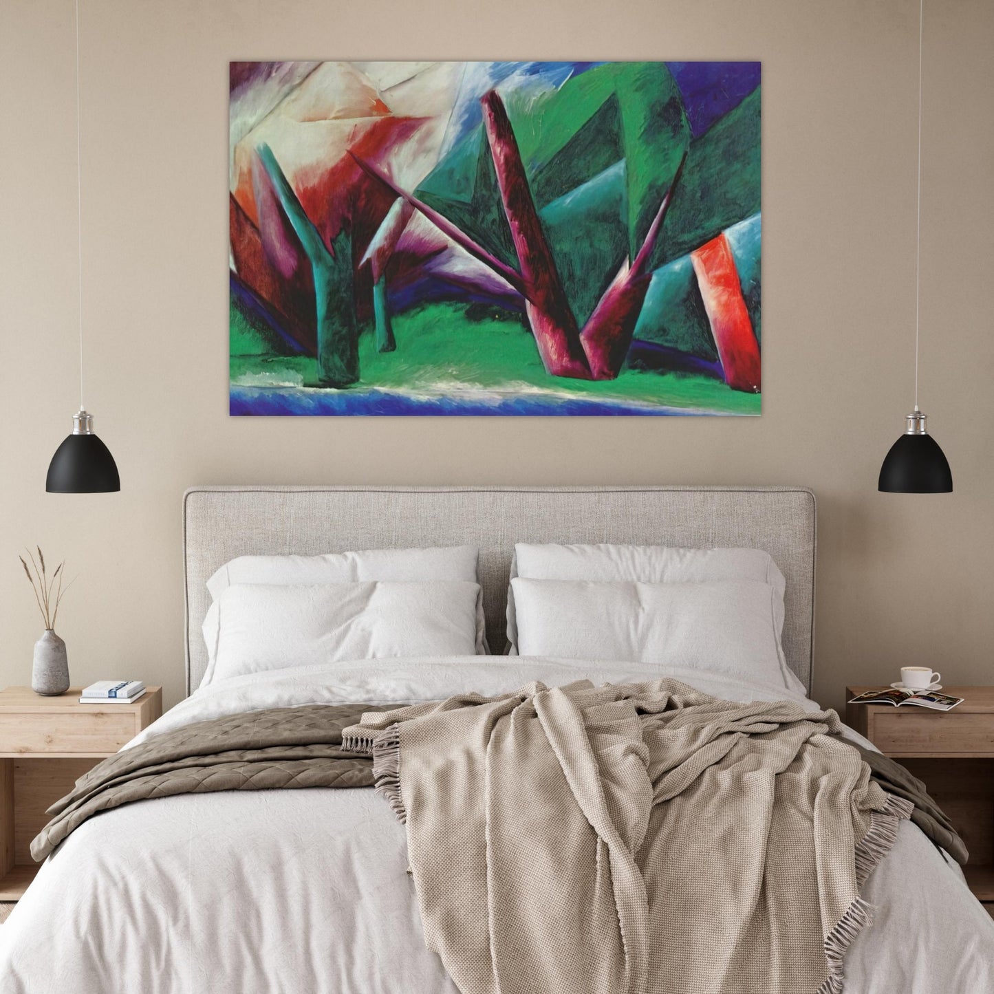 Forest Red-green - 1914 - Natalia Goncharova Art Prints - 100x150 cm / 40x60″ inches | Natalia Goncharova Poster | Natalia Goncharova Prints