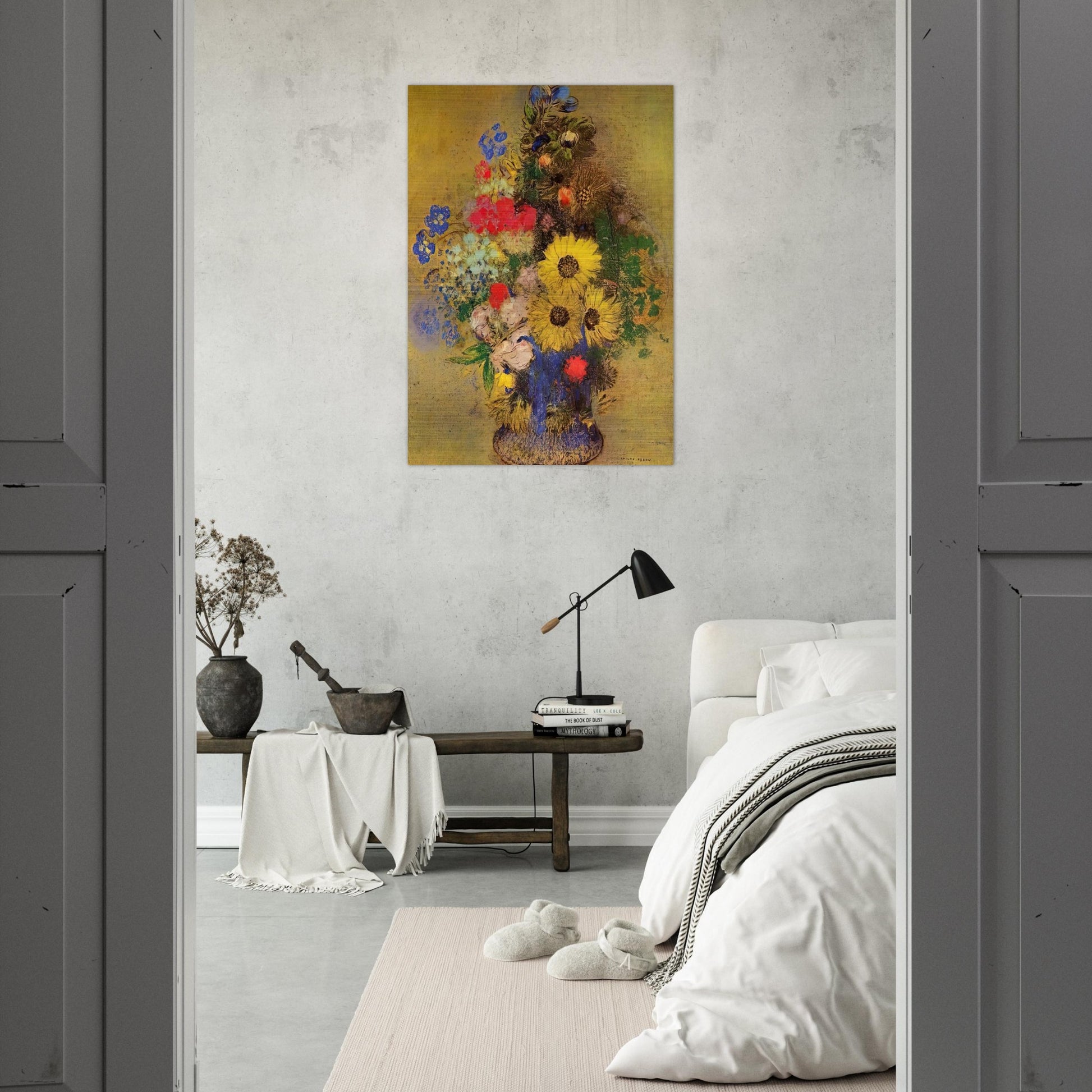 VASE OF FLOWERS 12 - Odilon Redon Brushed Aluminum Print - 70x100 cm / 28x40 inches | Odilon Redon Aluminum Print | Odilon Redon Prints