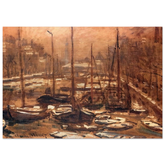 Geldersekade of Amsterdam Invierno - claude monet Brushed Aluminum Print - 70x100 cm / 28x40 inches | claude monet Aluminum Print | claude monet Prints