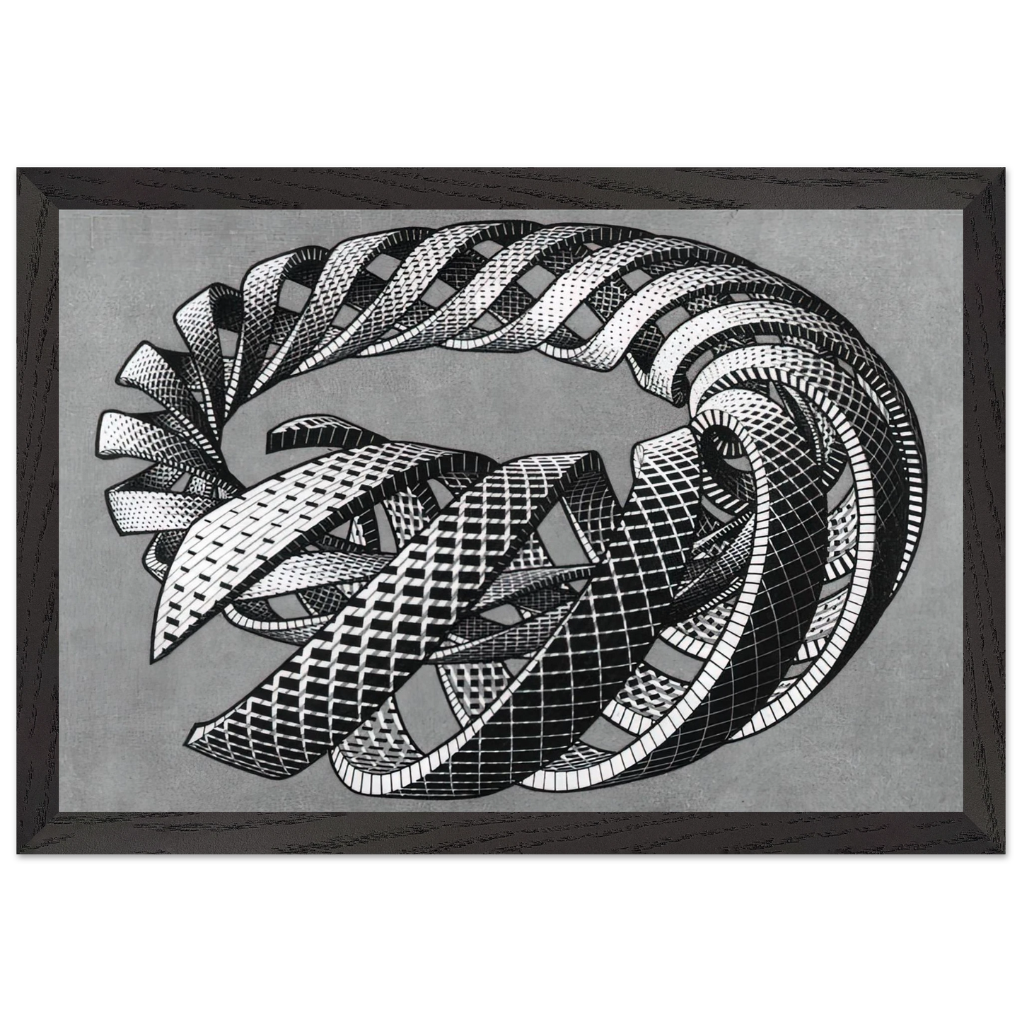 MC Escher - SPIRALS Wall Art - 30x40 cm / 12x16 inches - Premium Wooden Framed Poster With Fine Art Paper-canvas - Wood frame