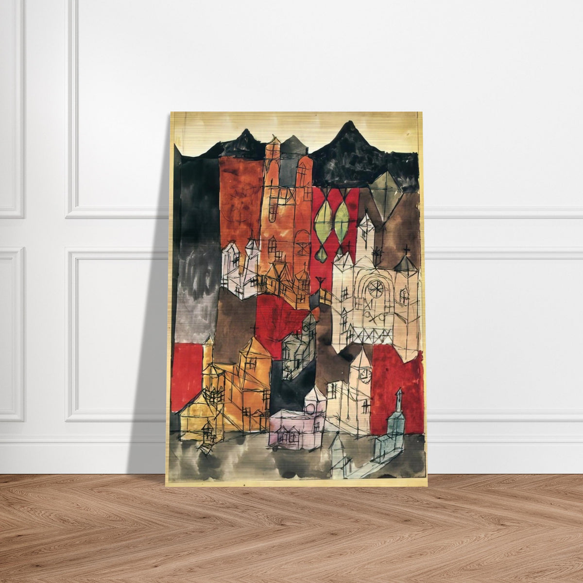 CITY OF CHURCHES 1918 - Paul Klee Brushed Aluminum Print - 70x100 cm / 28x40 inches | Paul Klee Aluminum Print | Paul Klee Prints