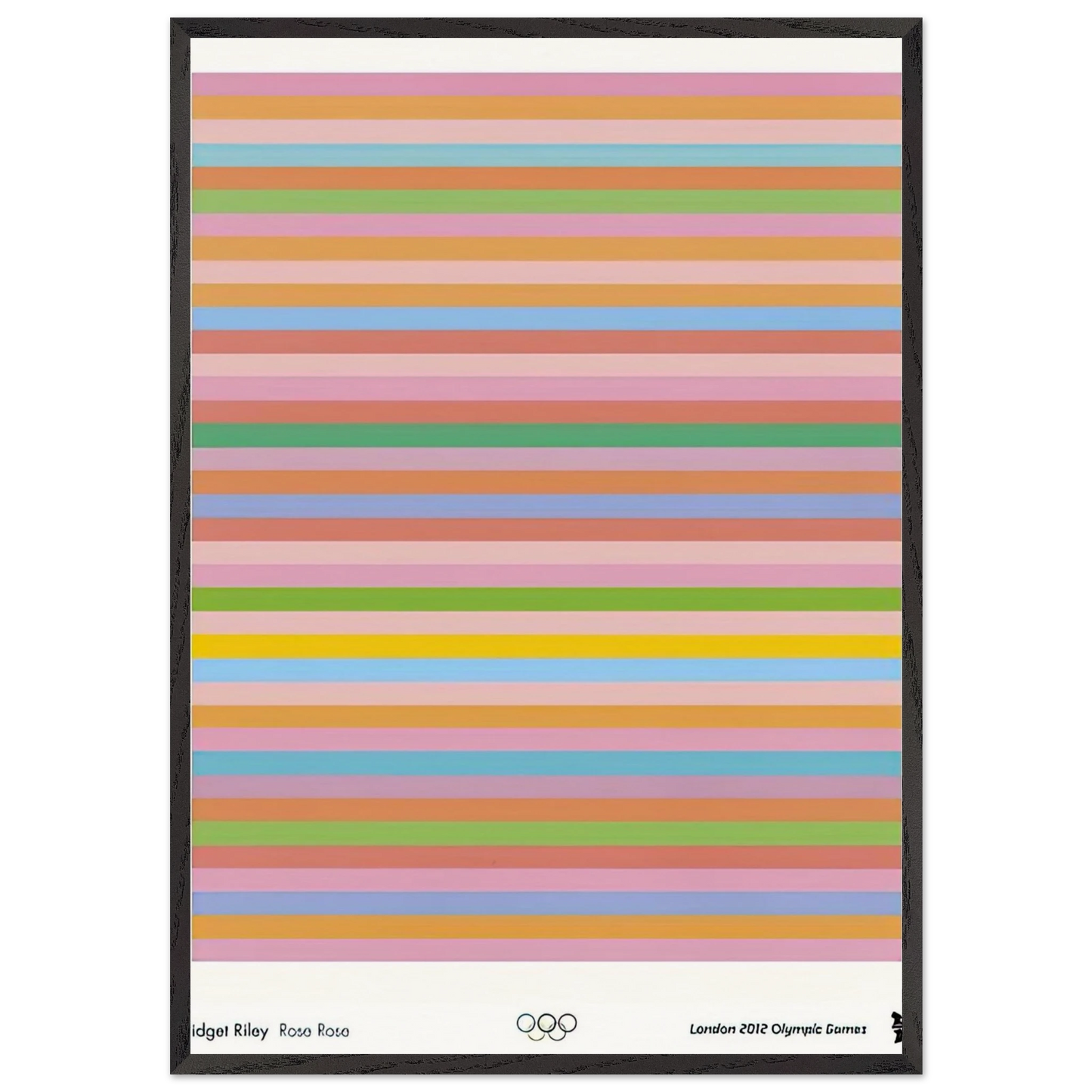 ROSE ROSE LONDON 2012 OLYMPIC GAMES POSTER 2012 - Bridget Riley 70x100 cm / 28x40 inches Framed Art Print – Black Wooden Frame
