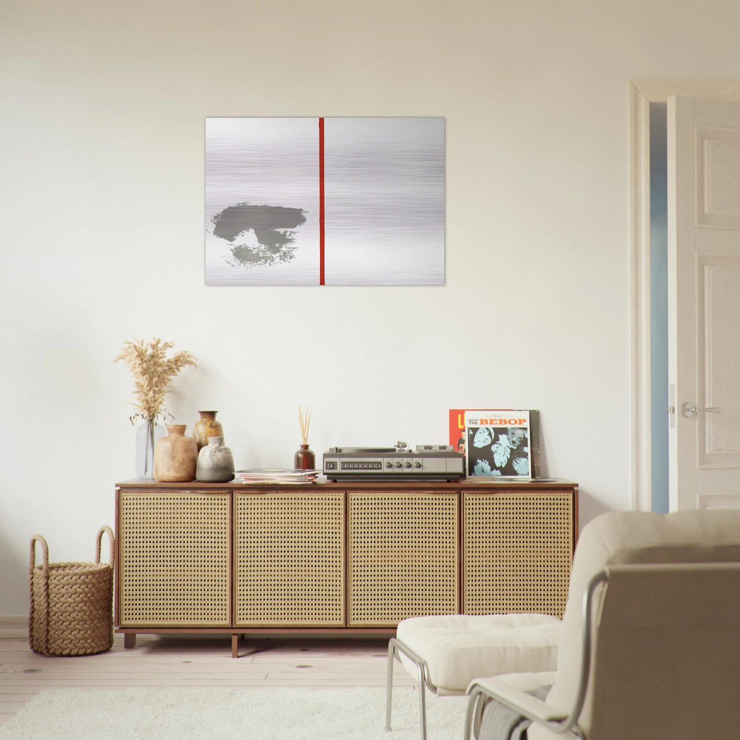 OHNE TITEL MIT ROTEM STRICH 1970 - BLINKY PALERMO Brushed Aluminum Print - 70x100 cm / 28x40 inches | BLINKY PALERMO Aluminum Print | BLINKY PALERMO Prints