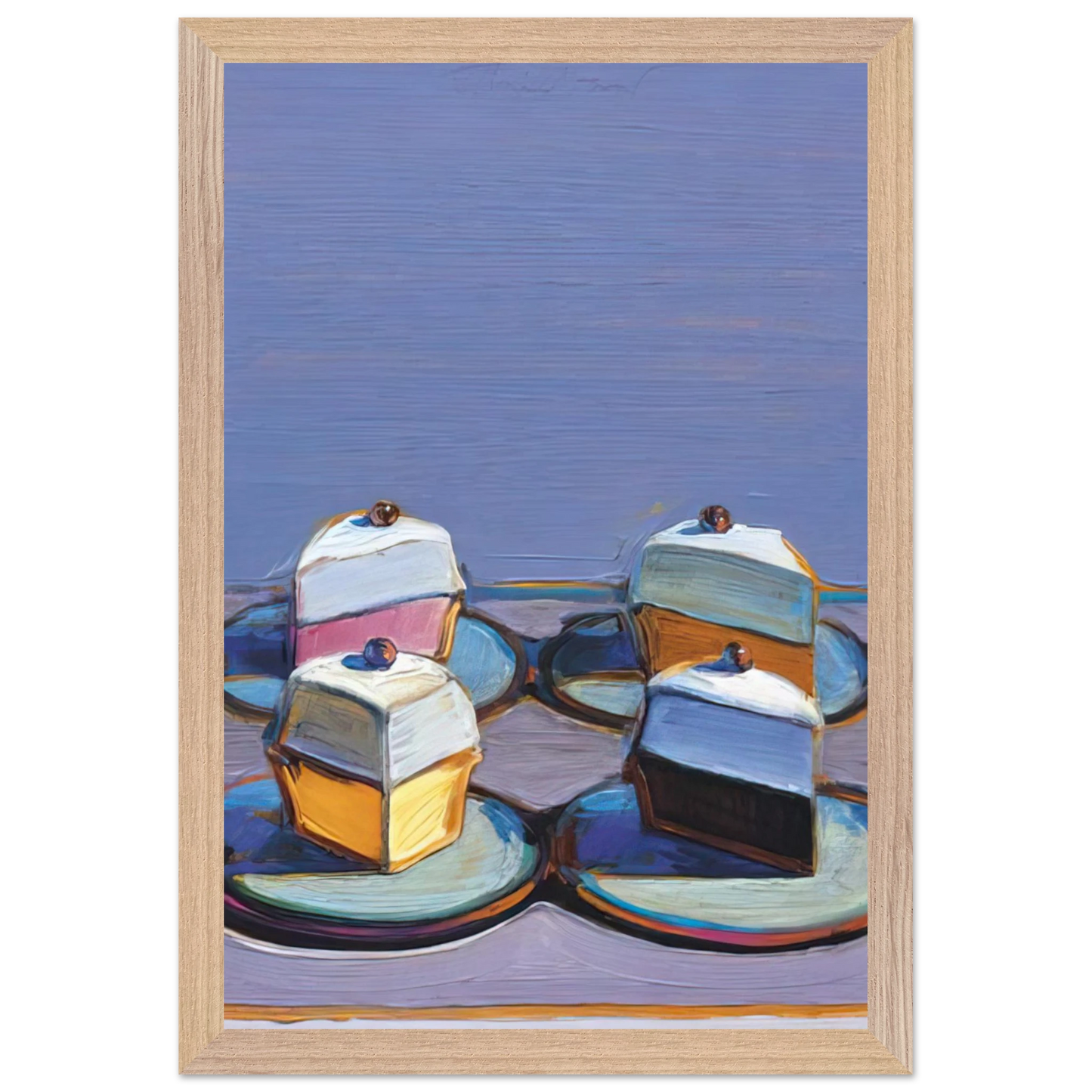Wayne Thiebaud - Meringue Mix - 1999 Wall Art - 30x40 cm / 12x16 inches - Premium Wooden Framed Poster With Fine Art Paper - White frame