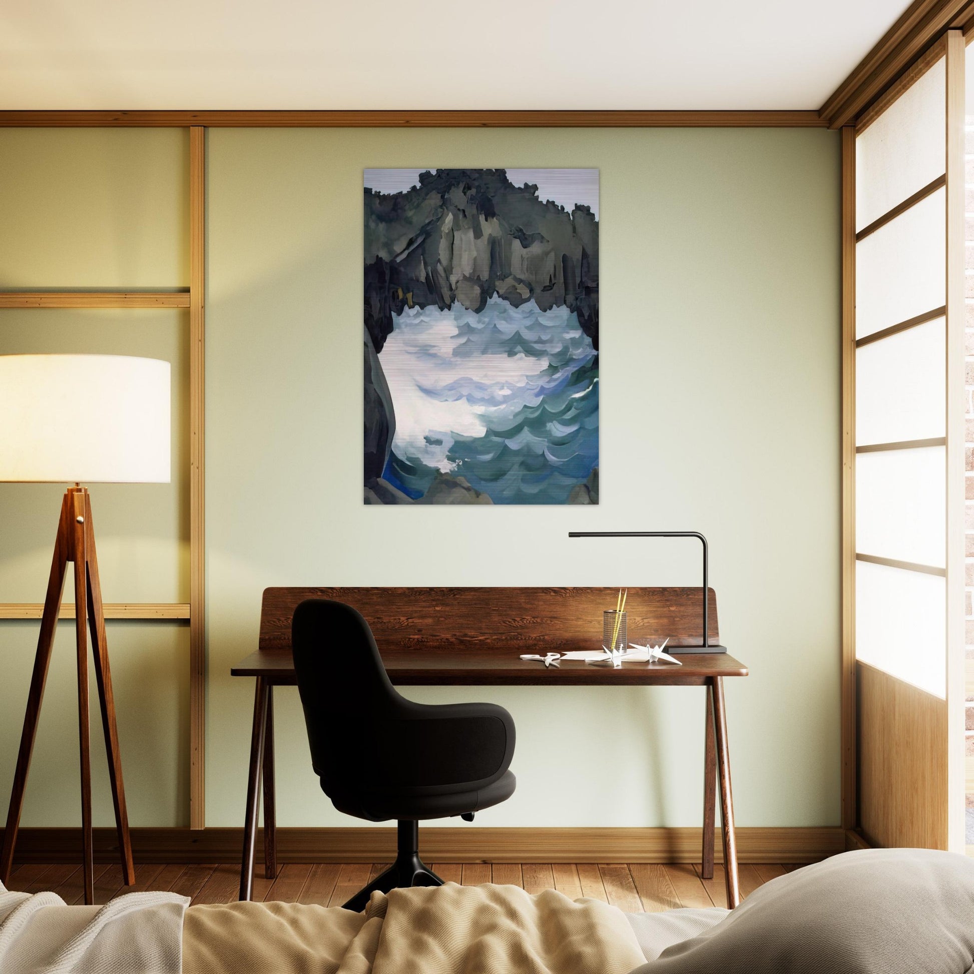 Black Lava Bridge, Hana Coast-No. I - Georgia O'Keeffe Brushed Aluminum Print - 70x100 cm / 28x40 inches | Georgia O'Keeffe Aluminum Print | Georgia O'Keeffe Prints
