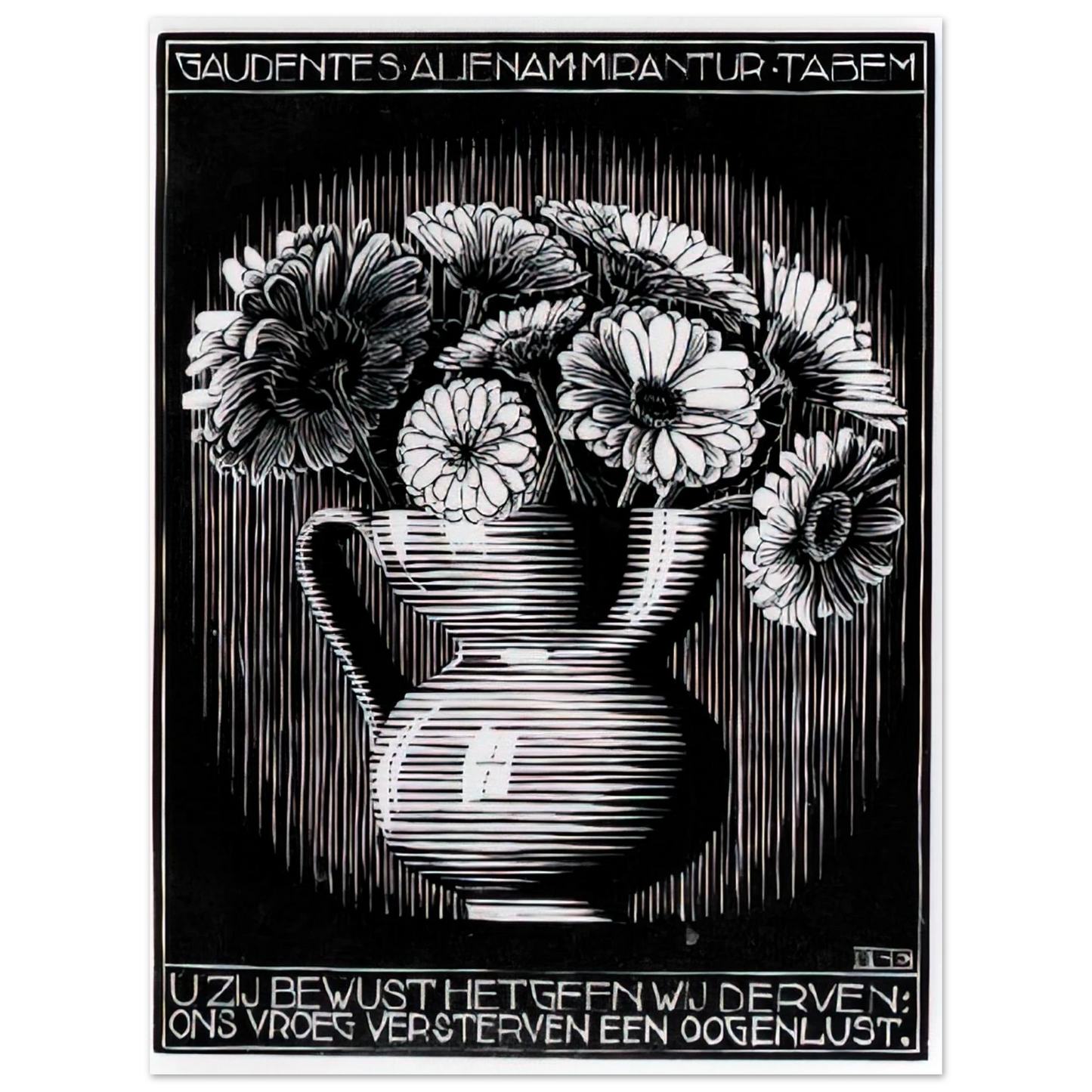 MC Escher - EMBLEMATA VASE Wall Art - 21x29.7 cm / 8x12" - Fine Art Poster-canvas - -