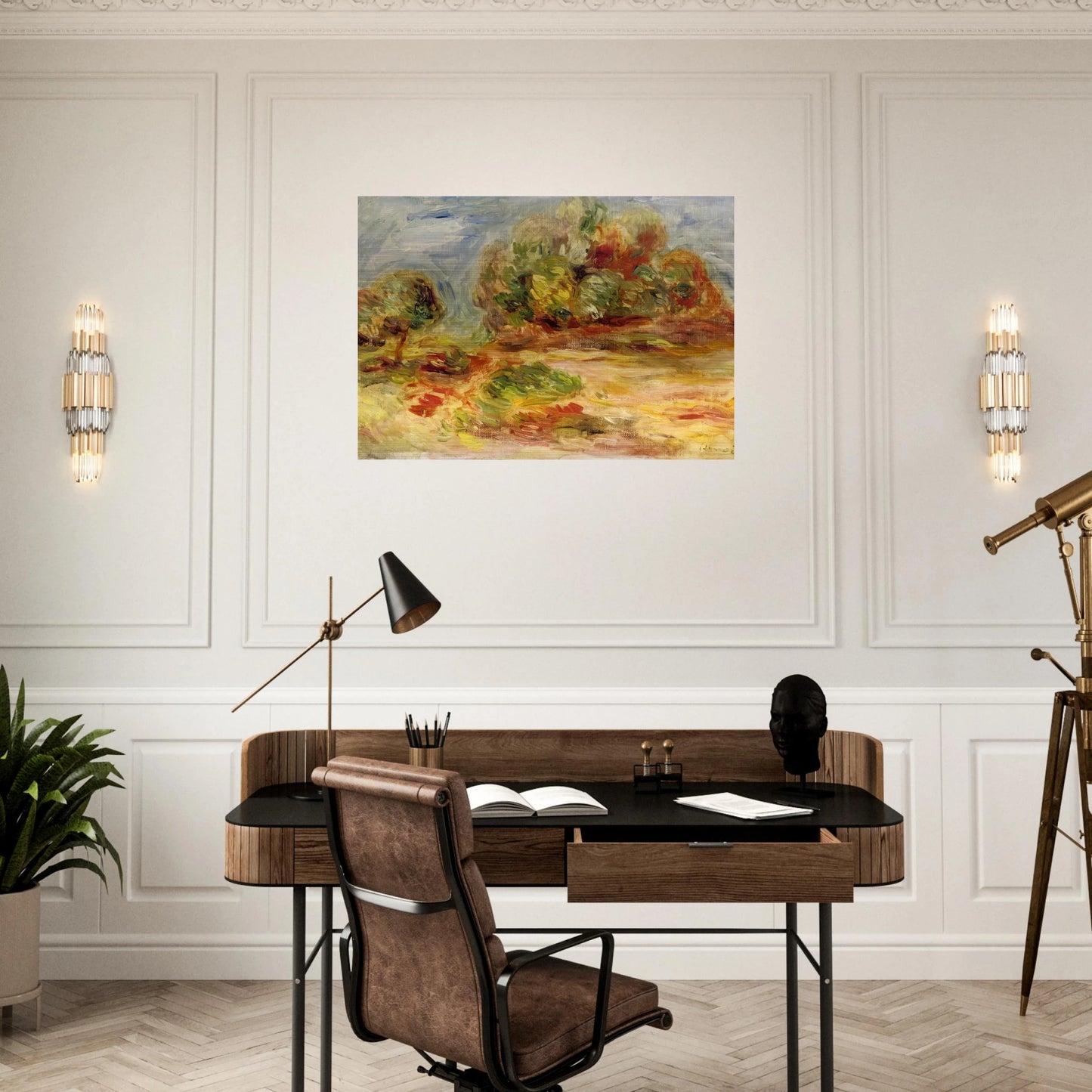 Cagnes Landscape - Pierre-Auguste Renoir Brushed Aluminum Print - 70x100 cm / 28x40 inches | Pierre-Auguste Renoir Aluminum Print | Pierre-Auguste Renoir Prints