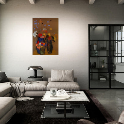 THREE VASES OF FLOWERS - Odilon Redon Brushed Aluminum Print - 70x100 cm / 28x40 inches | Odilon Redon Aluminum Print | Odilon Redon Prints