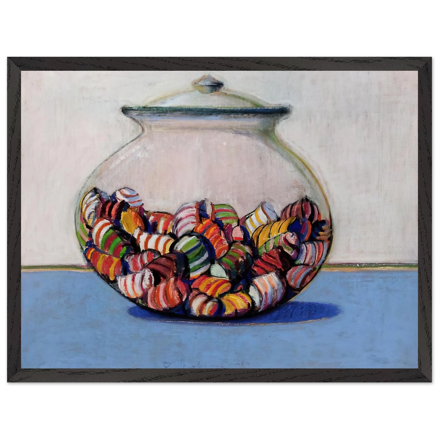 Wayne Thiebaud - Glassed Candy - 1969 Wall Art - 21x29.7 cm / 8x12" - Premium Wooden Framed Poster With Fine Art Paper - Wood frame