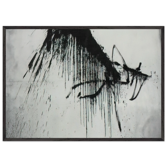 NIGHT IN THE HOTEL ABSTRACT IN BLACK AND WHITE - Salvador Dali 70x100 cm / 28x40 inches Framed Art Print – Black Wooden Frame