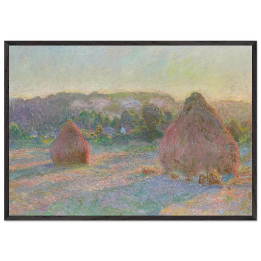 Stacks of Wheat End of Summer - claude monet 70x100 cm / 28x40 inches Framed Art Print – Black Wooden Frame