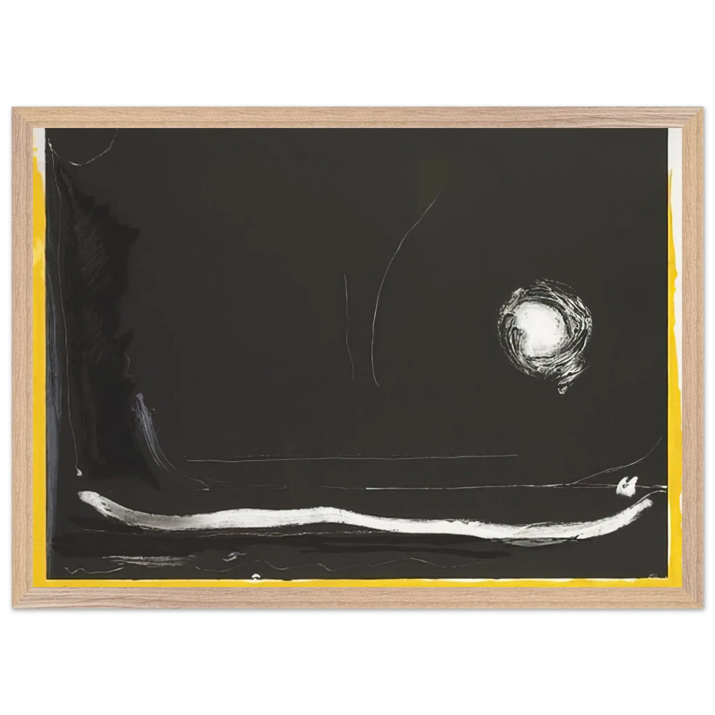 Helen Frankenthaler - Yellow Jack - 1985 Wall art - 28x43  cm / XL (11x17 Inches) - Premium Wooden Framed Poster With Fine Art Paper - White frame