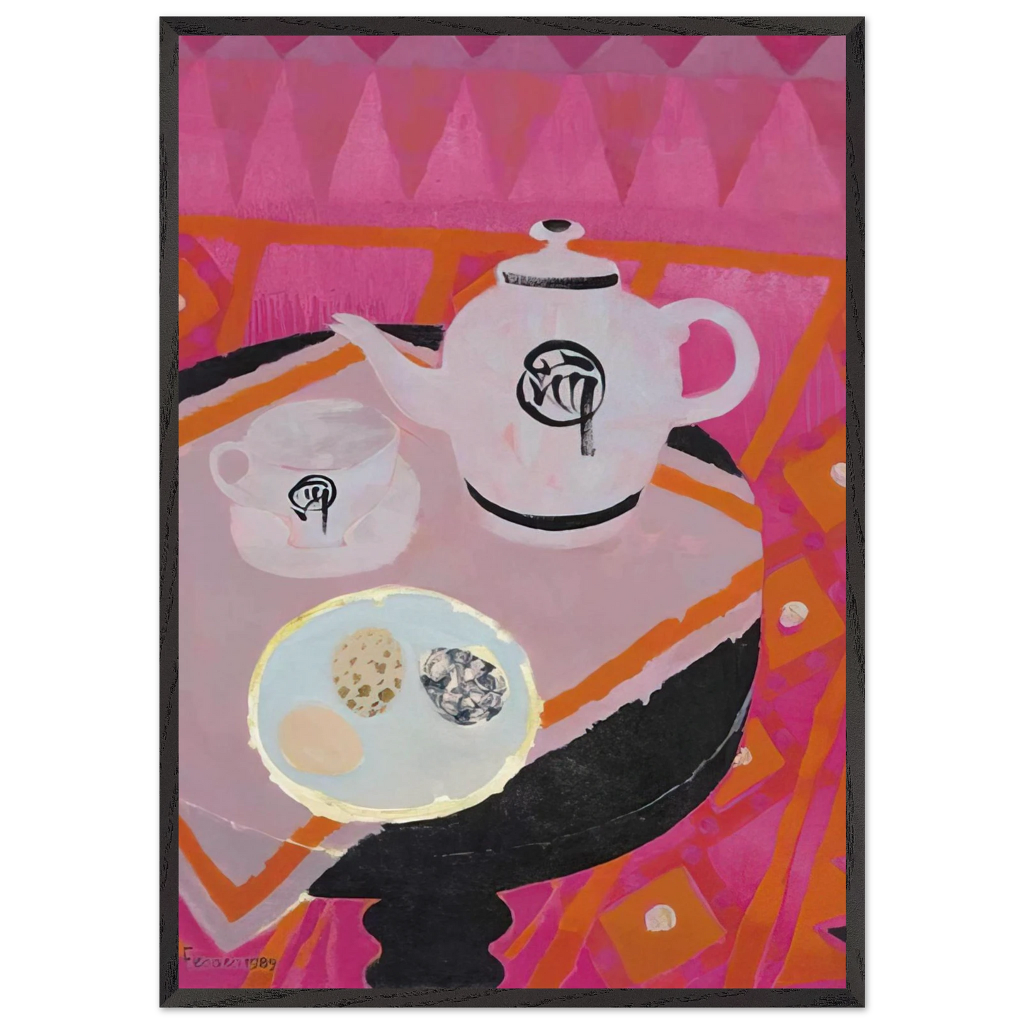 Chinese Teapot - 1989 - Mary Fedden 70x100 cm / 28x40 inches Framed Art Print – Black Wooden Frame