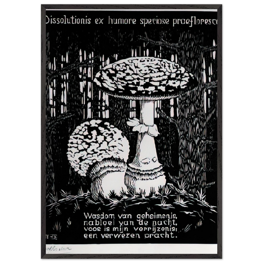EMBLEMATA TOADSTOOL - MC Escher 70x100 cm / 28x40 inches Framed Art Print – Black Wooden Frame | Maurits Cornelis Escher Prints
