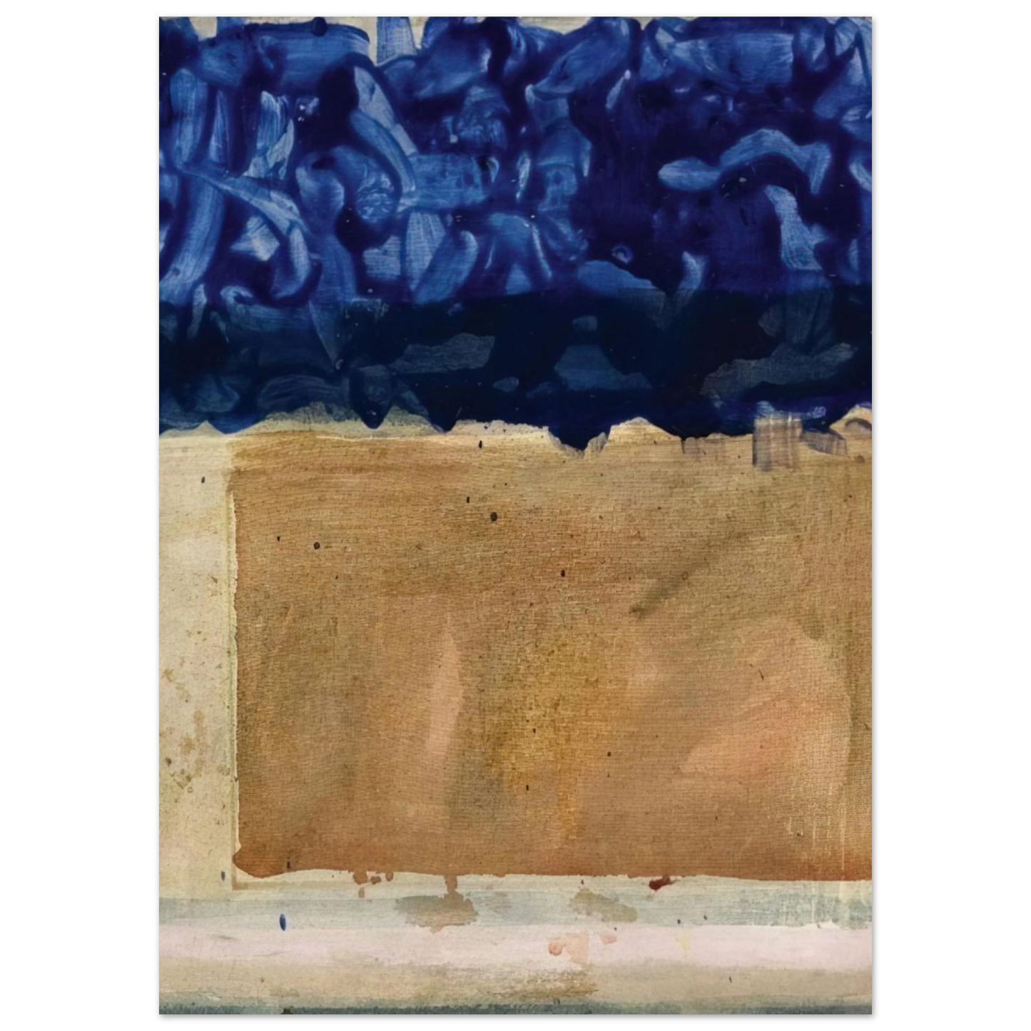 Helen Frankenthaler - Shoreline - 1952 Wall art - 28x43  cm / XL (11x17 inches) - Premium Wooden Framed Poster With Fine Art Paper-canvas - White frame