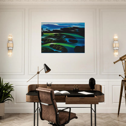 Summers Twilight - Eyvind Earle Brushed Aluminum Print - 70x100 cm / 28x40 inches | Eyvind Earle Aluminum Print | Eyvind Earle Prints