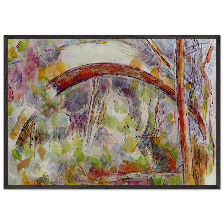 River at the bridge of the three sources - Paul Cezanne 70x100 cm / 28x40 inches Framed Art Print – Black Wooden Frame