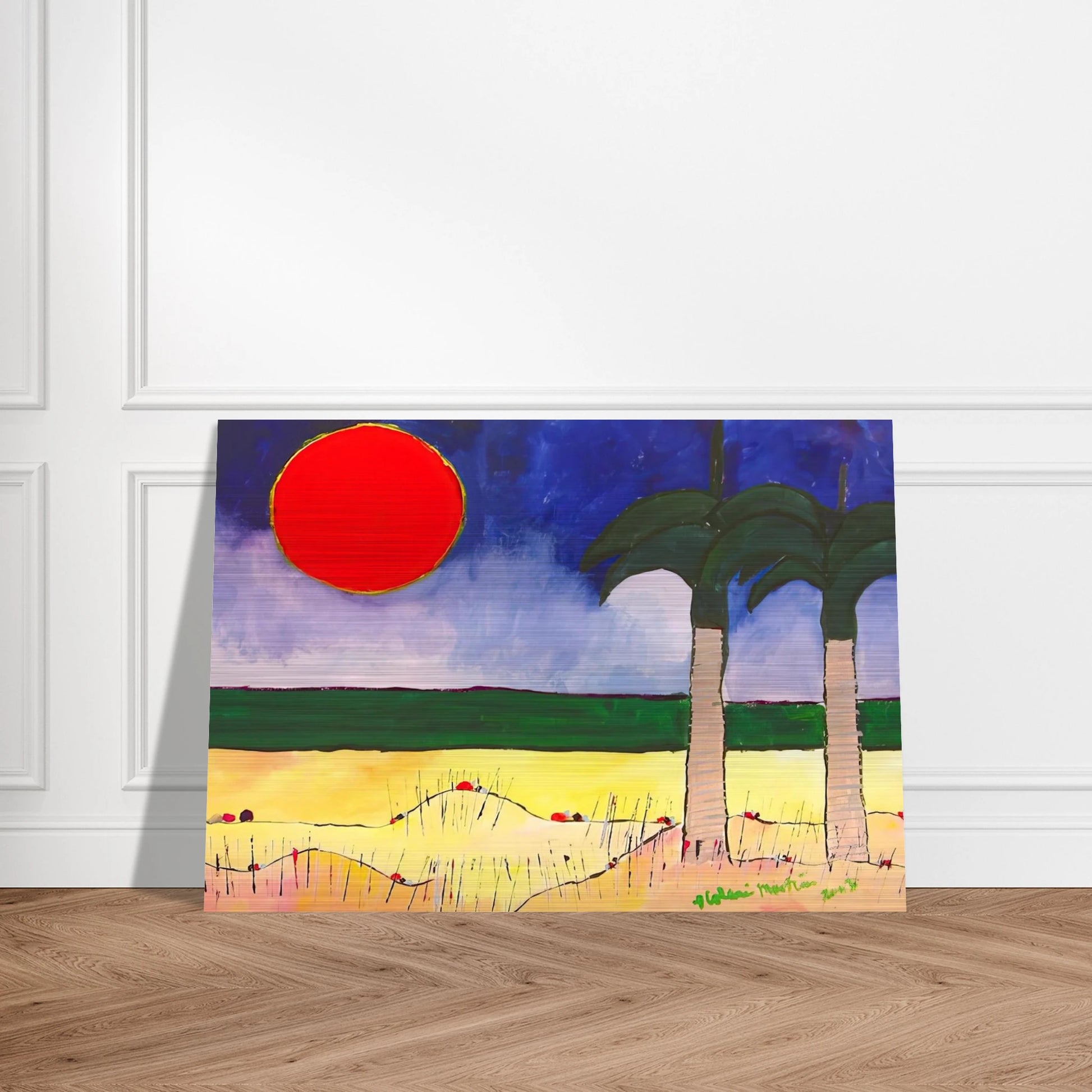 Marinha com Sol e Palmeiras - 2003 - Aldemir Martins Brushed Aluminum Print - 70x100 cm / 28x40 inches | Aldemir Martins Aluminum Print | Aldemir Martins Prints