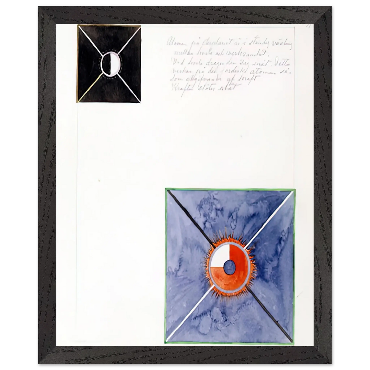 Hilma af Klint - ATOM SERIES NO 8 ATOM ON THE ETHER PLANE IS IN CONSTANT CHANGE BETWEEN REST AND ACTIVITY AT THE 1917 Wall art - 21x29.7 cm / 8x12" - Premium Wooden Framed Poster With Fine Art Paper - White frame