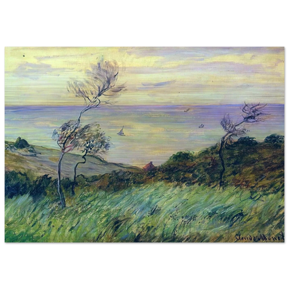Cliffs of Varengeville, Gust of Wind - claude monet Brushed Aluminum Print - 70x100 cm / 28x40 inches | claude monet Aluminum Print | claude monet Prints