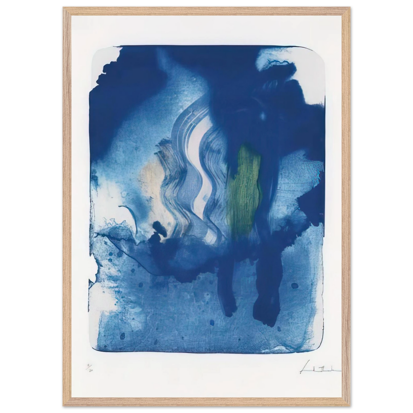 Helen Frankenthaler - Reflections V - 1995 Wall art - 30x45 cm / 12x18 inches - Premium Wooden Framed Poster With Fine Art Paper-canvas - White frame
