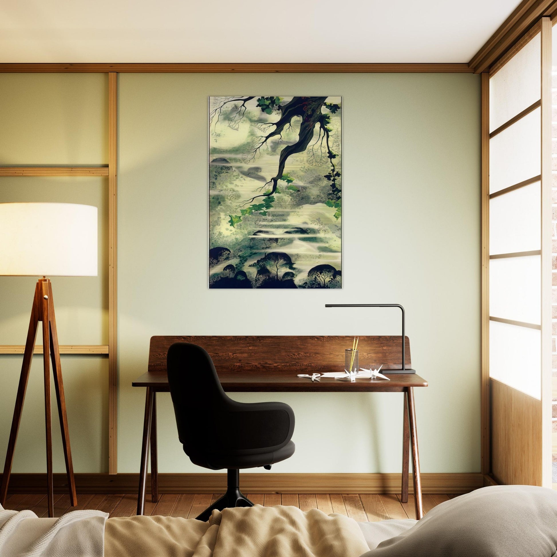 Fog Bound - Eyvind Earle Brushed Aluminum Print - 70x100 cm / 28x40 inches | Eyvind Earle Aluminum Print | Eyvind Earle Prints