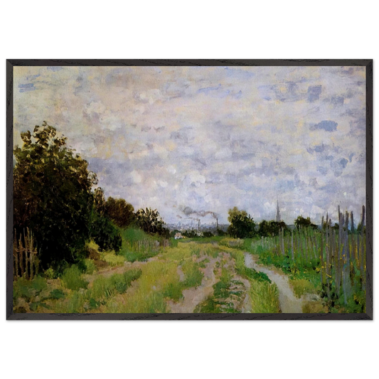 Lane in the Vineyards at Argenteuil - claude monet 70x100 cm / 28x40 inches Framed Art Print – Black Wooden Frame