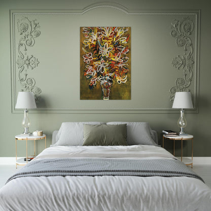 FLOWER VASE 1963 - Rene Portocarrero Brushed Aluminum Print - 70x100 cm / 28x40 inches | Rene Portocarrero Aluminum Print | Rene Portocarrero Prints